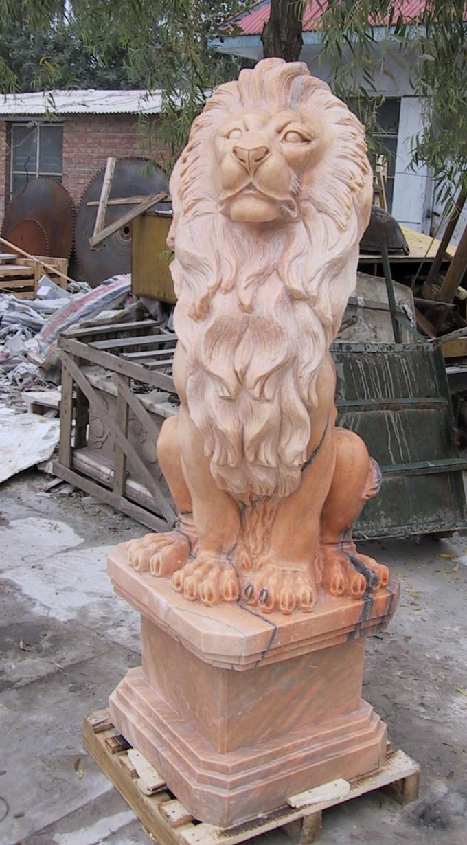 Pink marble lions sculpture
