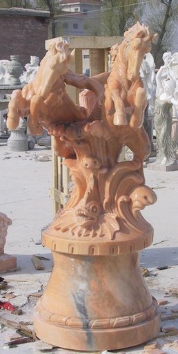 Pink marble lions sculpture