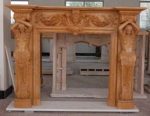 Nature Marble Statue fireplace mantel,China stone carving fireplaces supplier, decorative fireplace  mantel for indoor