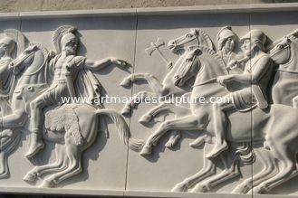China White marble relief carved by hand/ War horse stone relief supplier