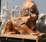 Nature Stone carving lions statue pink marble animal sculpture,stone carving supplier