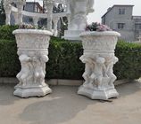 Stone carved Marble planter carved flowerpot sculpture,garden stone garden statues supplier