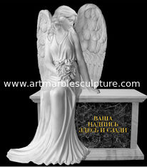 China Western Angle white marble statues/ Angel stone sculpture supplier