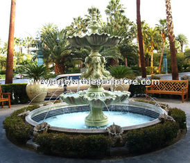 China Garden stone fountain with pool, outdoor green marble fountain , decorative fountain supplier