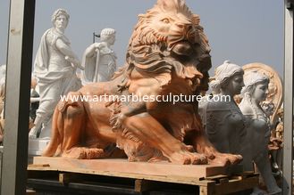 China Pink marble lions sculpture supplier