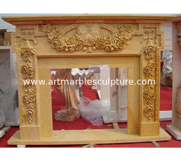 China Beige marble fireplace mantel supplier