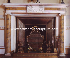 China Multi-colour stone fireplace mantel supplier