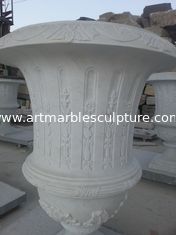 China White Marble Flowerpot for garden supplier