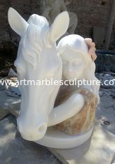 China Sculpture of wearing a flower and horse bust /Nature polishing statue supplier