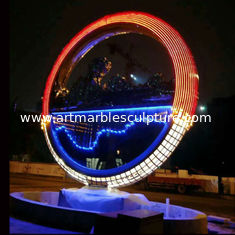 China Large metal stainless steel ring sculpture project mirror polish &amp; light ,Stainless steel sculpture supplier supplier