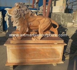 China Garden decoration Nature Stone walking lions statue pink marble animal sculpture,stone carving supplier supplier