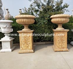 China Marble statue planter stone carvings flowerpot sculpture,outdoor stone garden products supplier supplier