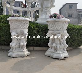 China Stone carved Marble planter carved flowerpot sculpture,garden stone garden statues supplier supplier