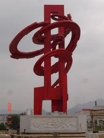 Stainless steel landscape sculpture  with painting,sequare landscape stainless sculpture supplier