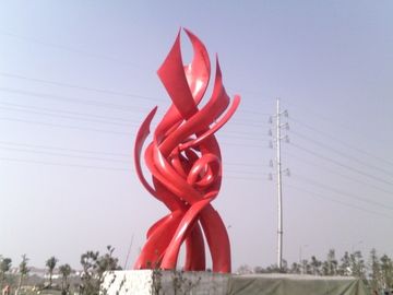 Stainless steel landscape sculpture  with painting,sequare landscape stainless sculpture supplier