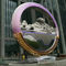 Large metal stainless steel ring sculpture project mirror polish &amp; light ,Stainless steel sculpture supplier supplier