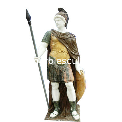 Classic greek stone man statue ,male marble sculpture with shield,China stone carving Sculpture supplier