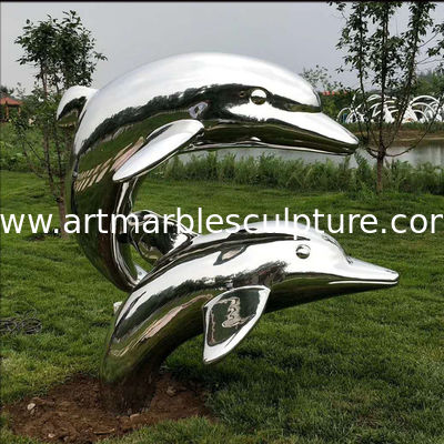 Outdoor metal Dolphin stainless steel statue with mirror polish,Stainless steel sculpture supplier