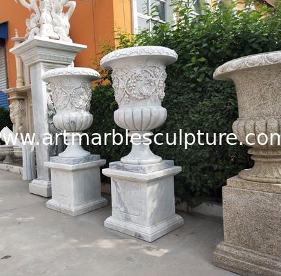 Marble carvings planter stone carved flowerpot sculpture,outdoor stone garden statues supplier